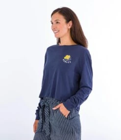 T-shirt Manche Longue Hurley Anna Washed - Mood Indigo -SeaRide ANNA WASHED CROPPED BOYFRIEND LS TEE 0 263286 1