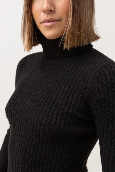 Tricot à Col Roulé Rhythm BROOKLYN ROLL NECK KNIT - Noir 4 Tricot à Col Roulé Rhythm BROOKLYN ROLL NECK KNIT - Noir – Image 2