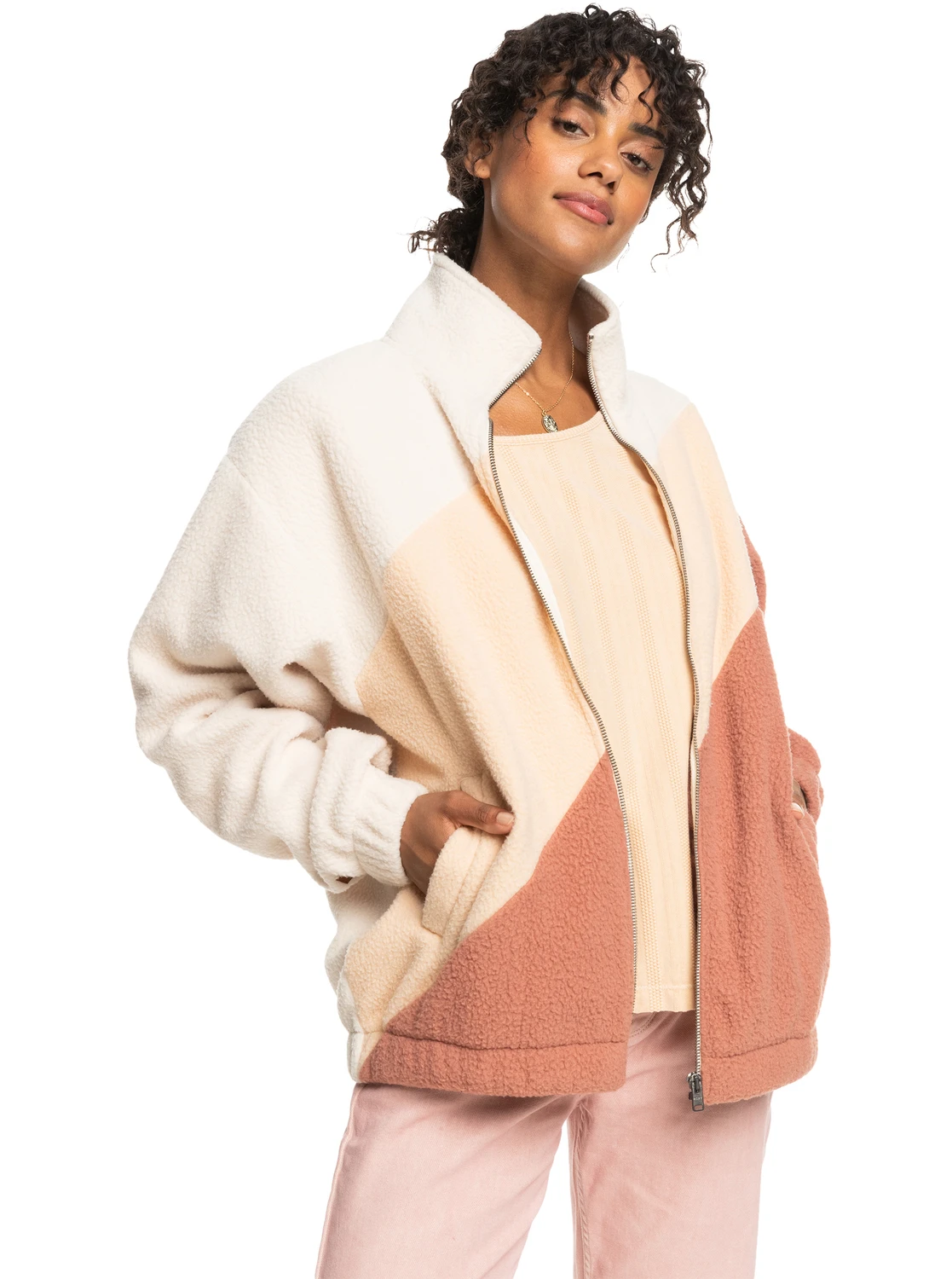 Polaire Zippée Roxy COUNT THE REASONS - Tapioca 3 Polaire Zippée Roxy COUNT THE REASONS - Tapioca