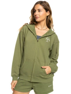 Sweat à Capuche Zippé Pour Femme Roxy Surf Stoked - Loden Green
