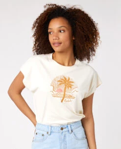 Ripcurl T-shirt à Manches Courtes Rip Curl Bella Palm - Bone