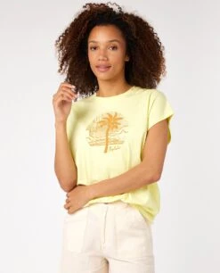 Ripcurl T-shirt à Manches Courtes Rip Curl Bella Palm - Light Yellow