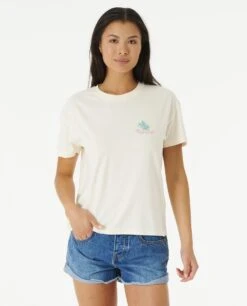 Ripcurl T-shirt à Manches Courtes Rip Curl The Tropics Coupe Relax - Bone